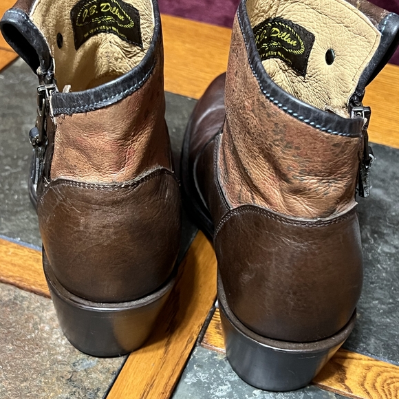 J.B. Dillon Two-Tone Brown Leather Western Boots - Picture 2 of 8